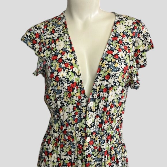 Free People Ruffle Your Feathers Floral V-Neck Jumpsuit - Picture 3 of 16